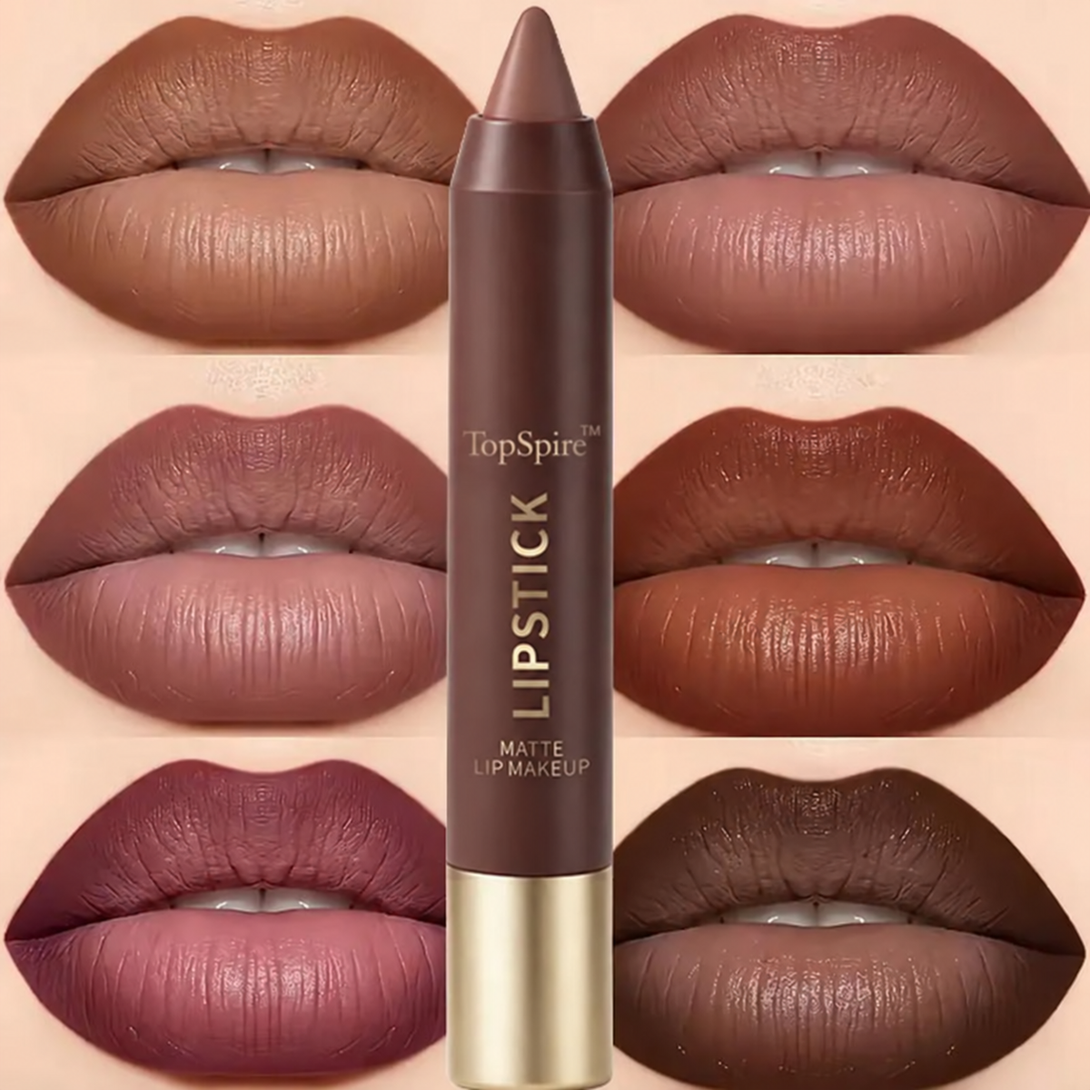 TopSpire™ 6PCS/Set Luxury Matte Lipstick – Soft Velvet Finish & All-Day Color