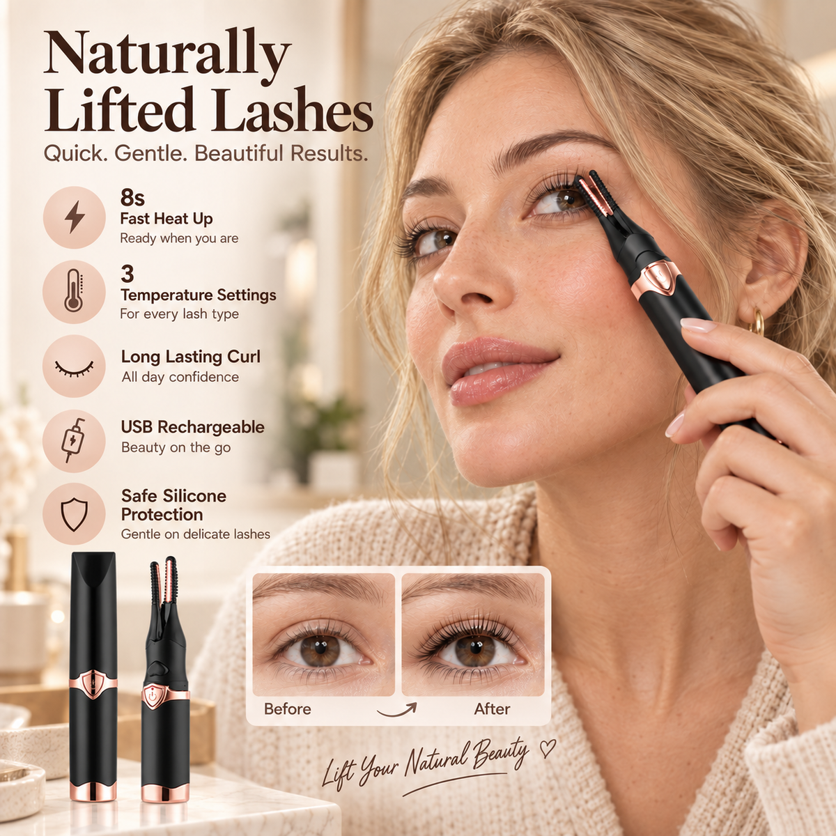 Rechargeable Heated Eyelash Curler
