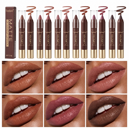 TopSpire™ 6PCS/Set Luxury Matte Lipstick – Soft Velvet Finish & All-Day Color