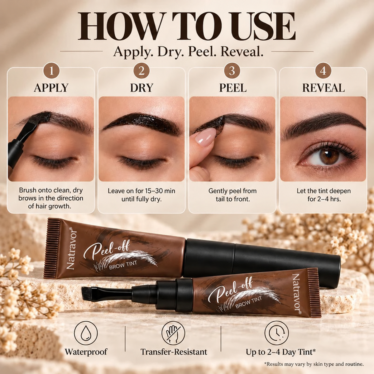 Natravor® Peel-Off Brow Tint – Long-Wear Waterproof Eyebrow Gel