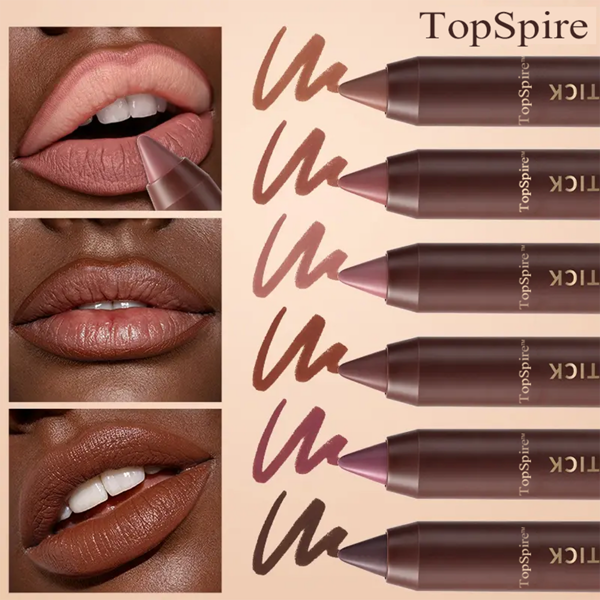 TopSpire™ 6PCS/Set Luxury Matte Lipstick – Soft Velvet Finish & All-Day Color