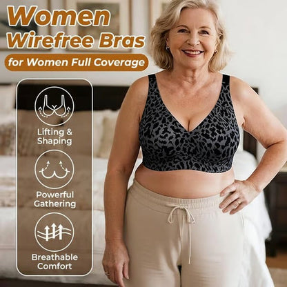 🔥Super Firming Retro Leopard Print Bra | Women Wirefree Bras 👍No More Sagging Breasts