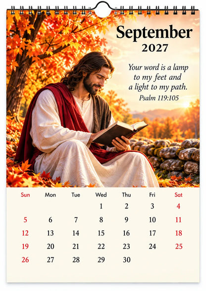 ✝️ 2027 Seasons of Faith Wall Calendar | 12 Months of Christian-Inspired Artwork, Peaceful Countryside Scenes & Shepherd Imagery