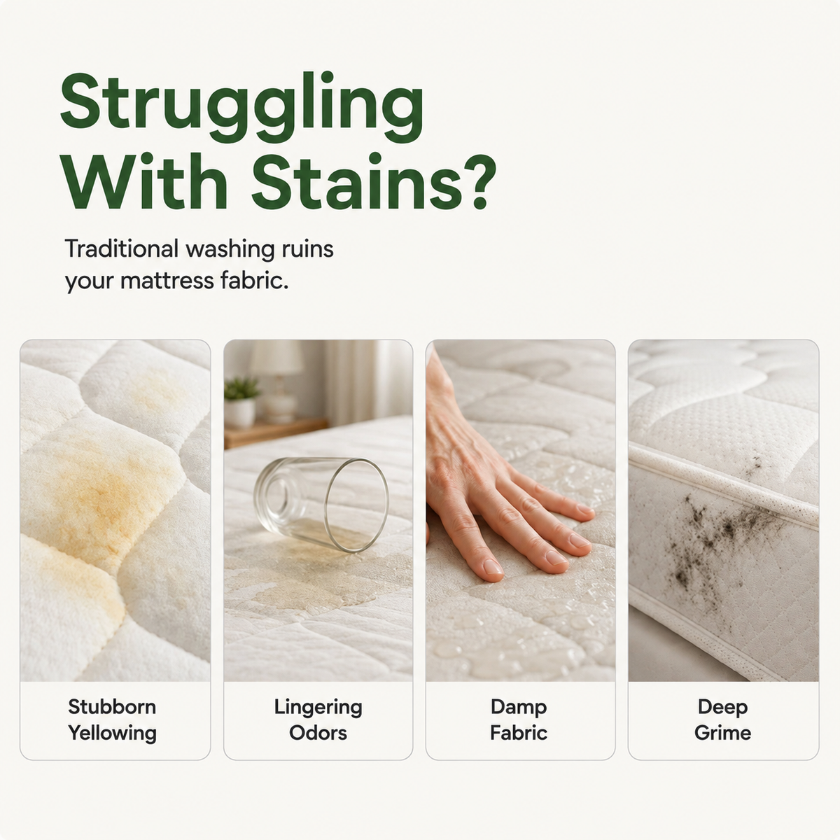 No-Rinse Mattress &Upholstery Foam Cleaner -Enzyme-Powered DeepCleaning Formulat