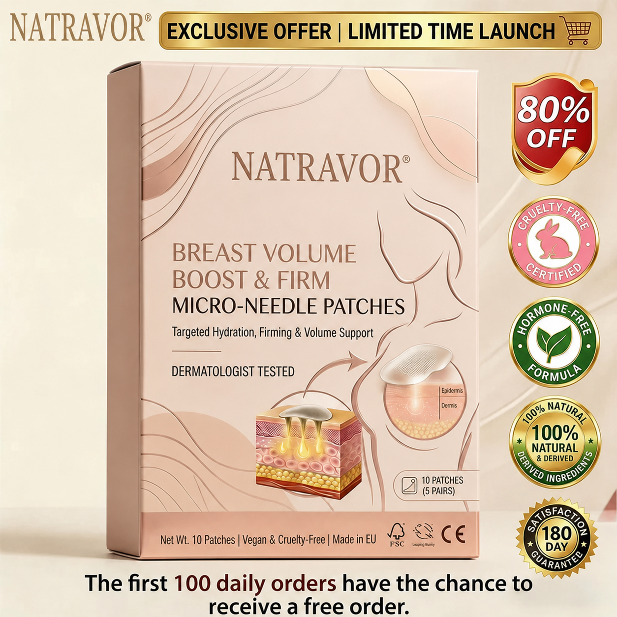 NATRAVOR® Targeted Breast Enhancement Advanced Nano Microneedle Patch