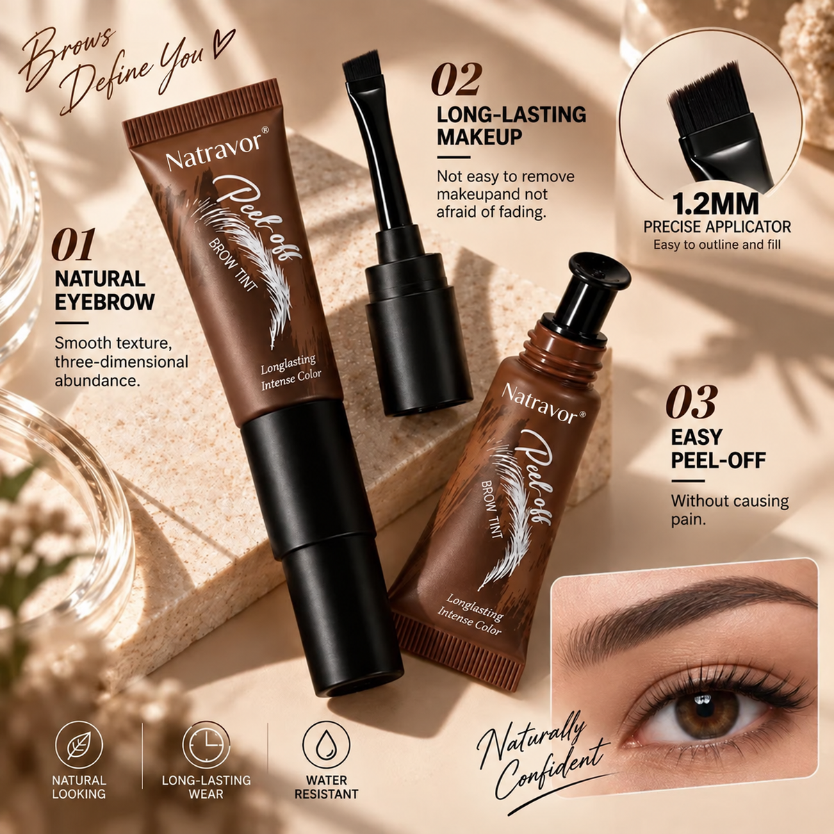 Natravor® Peel-Off Brow Tint – Long-Wear Waterproof Eyebrow Gel