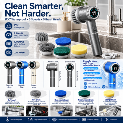 Electric Spin Scrubber,5 Heads Handheld Power Scrubber
