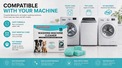 🔥Enjoy 49% OFF today--Washing Machine Cleaner Tablets – Deep Clean Washer Odors, Residue & Pet Hair Buildup