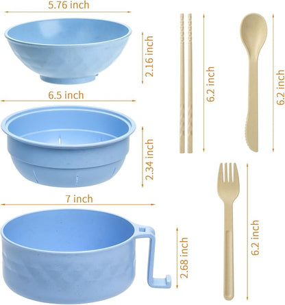 New Microwave Ramen Bowl with Strainer Ramen Bowl Set with Lid🍜