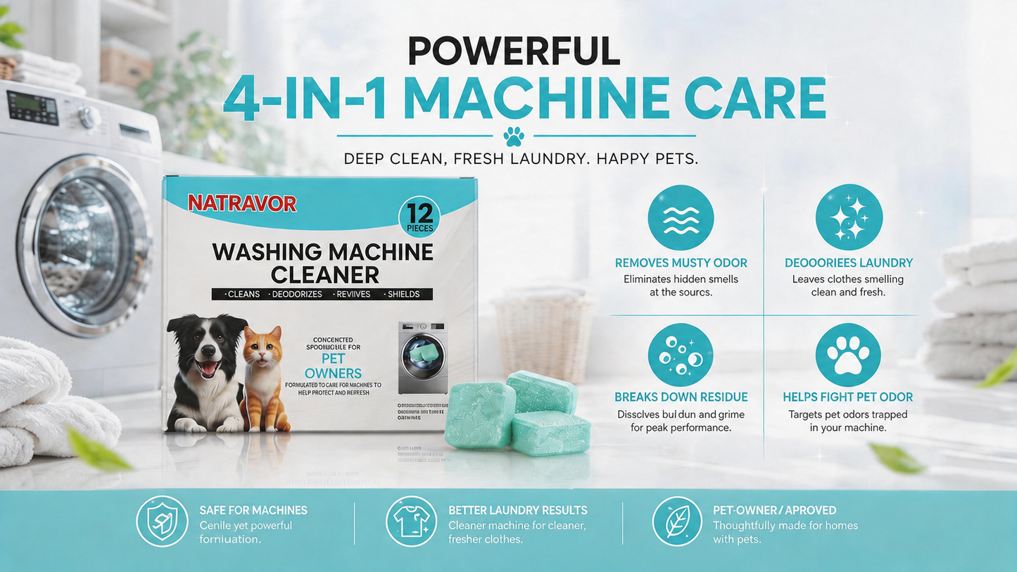 🔥Enjoy 49% OFF today--Washing Machine Cleaner Tablets – Deep Clean Washer Odors, Residue & Pet Hair Buildup