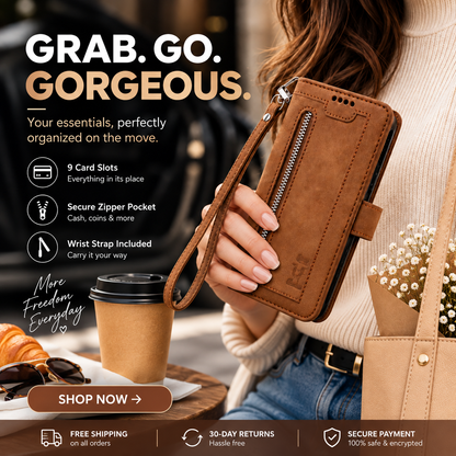 Luxury Zipper Wallet Phone Case for iPhone