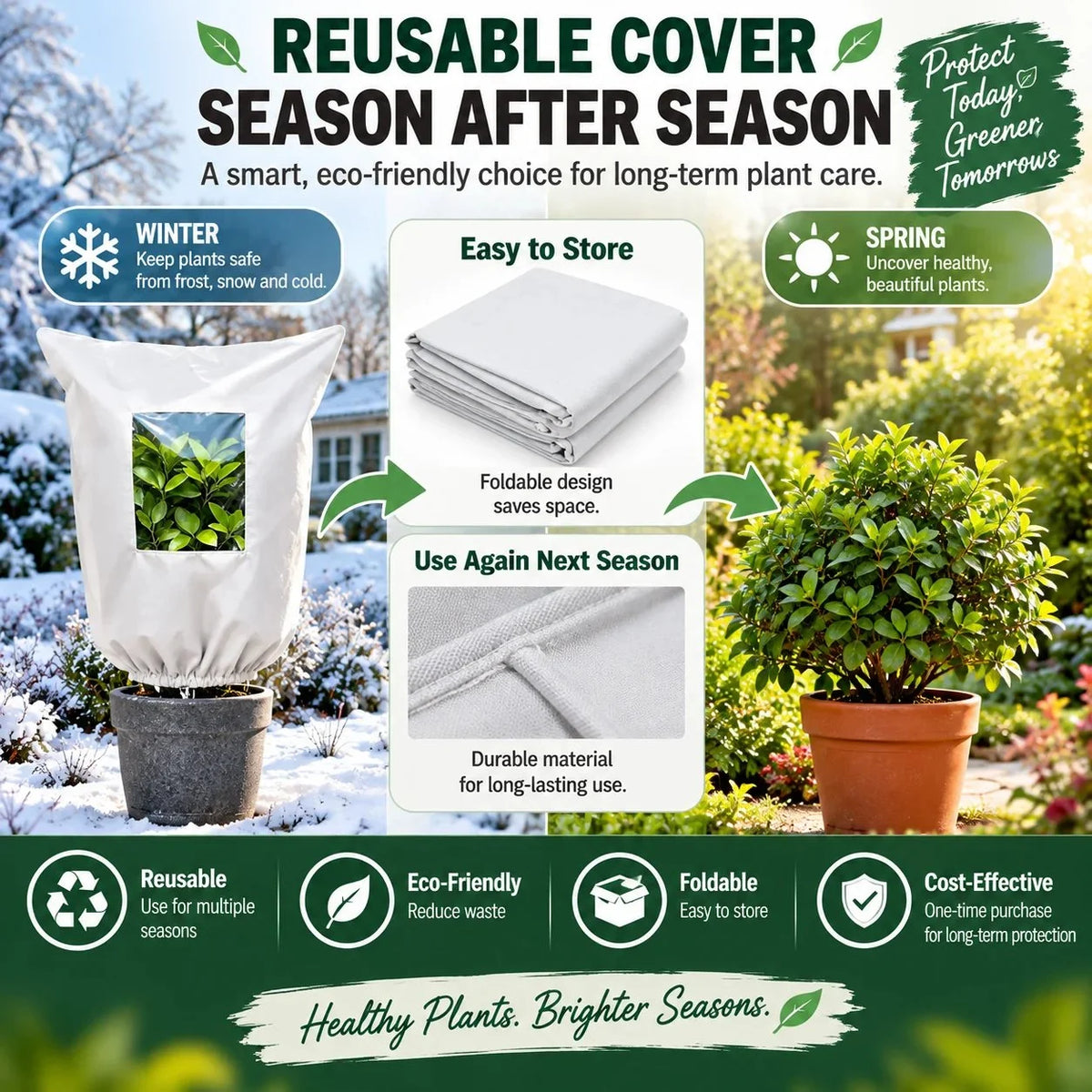 🔥Last Day 60% OFF🌿 WINTER GARDEN ESSENTIAL | Plant Frost Protection Cover – Breathable Reusable Cover for Shrubs, Pots & Young Trees