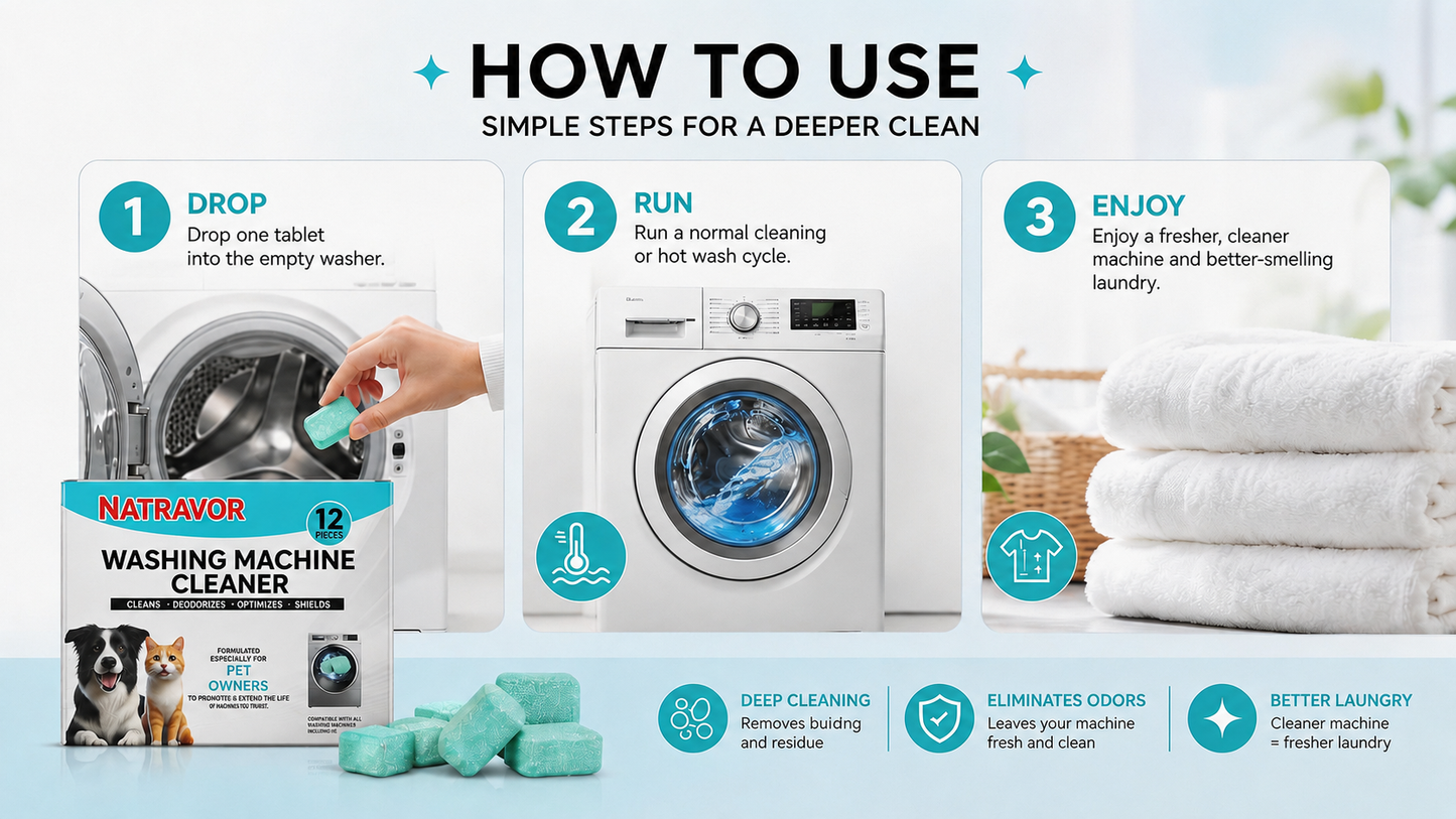 🔥Enjoy 49% OFF today--Washing Machine Cleaner Tablets – Deep Clean Washer Odors, Residue & Pet Hair Buildup