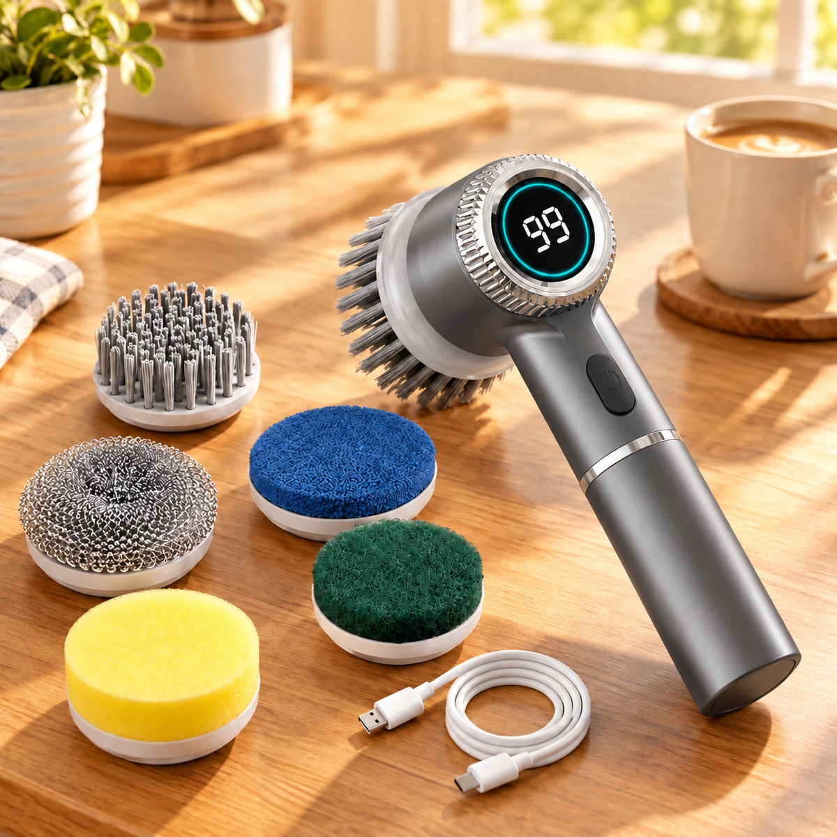 Electric Spin Scrubber,5 Heads Handheld Power Scrubber