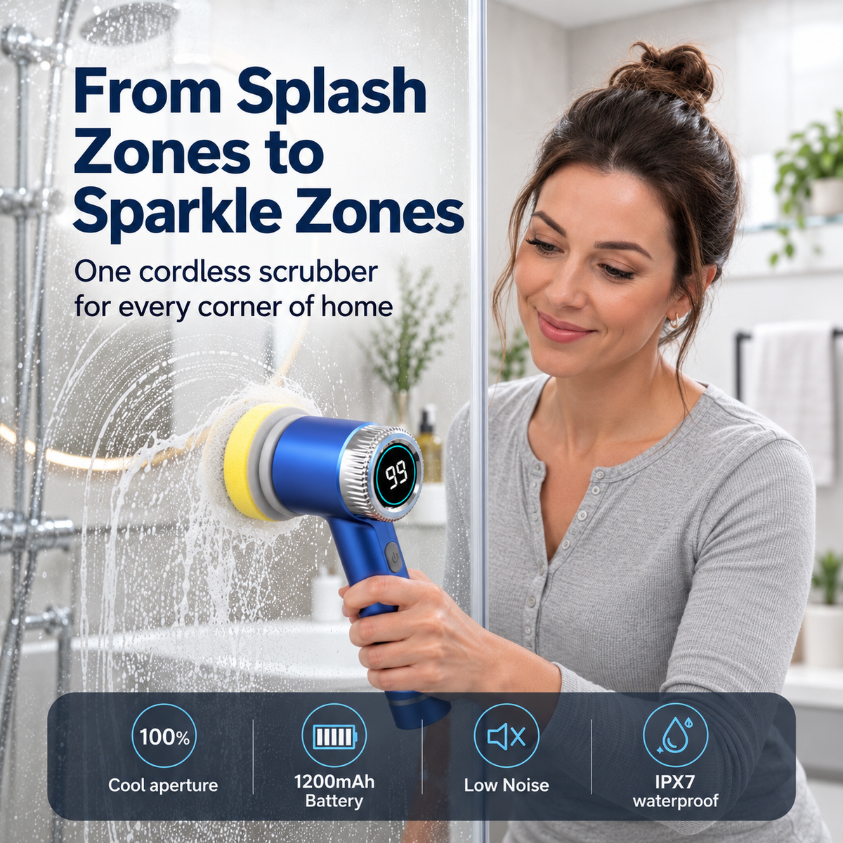 Electric Spin Scrubber,5 Heads Handheld Power Scrubber