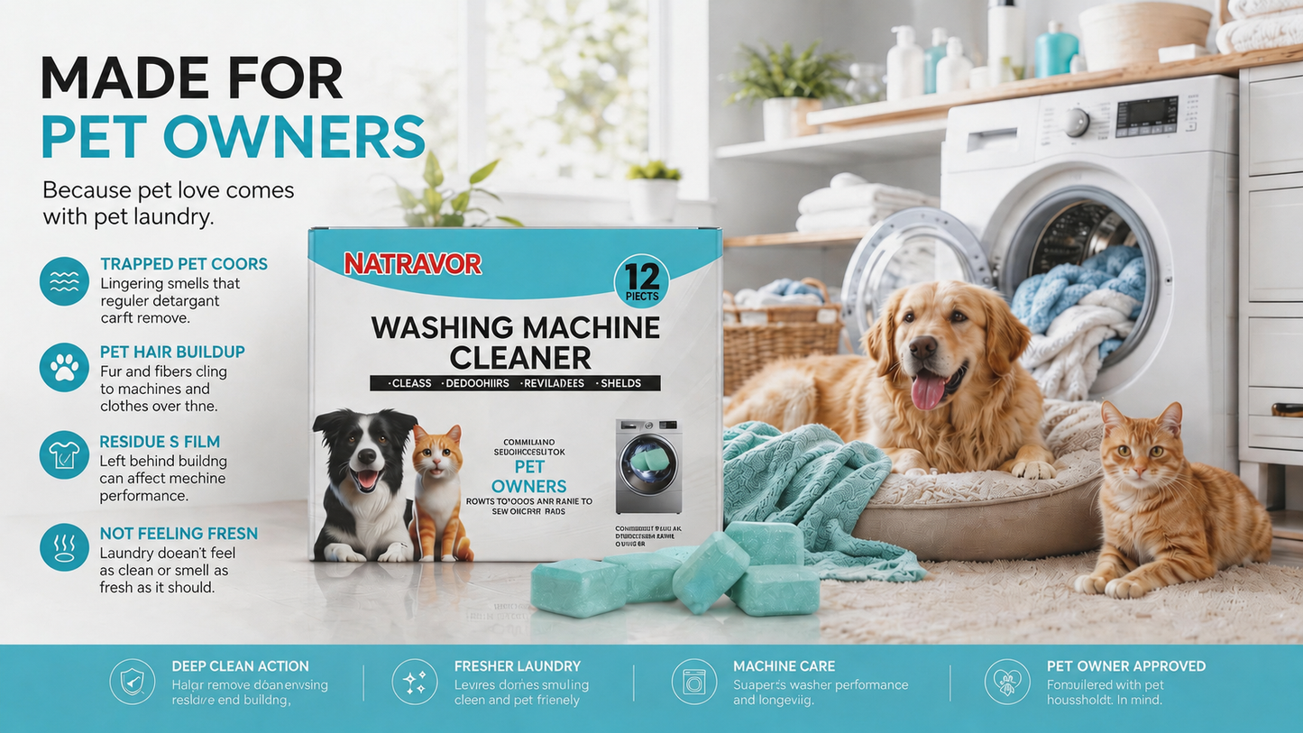 🔥Enjoy 49% OFF today--Washing Machine Cleaner Tablets – Deep Clean Washer Odors, Residue & Pet Hair Buildup