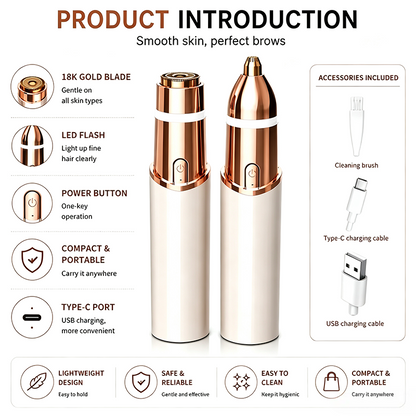 2 in 1 facial & eyebrow hair trimmer for Women,Portable Rechargeable Shaver