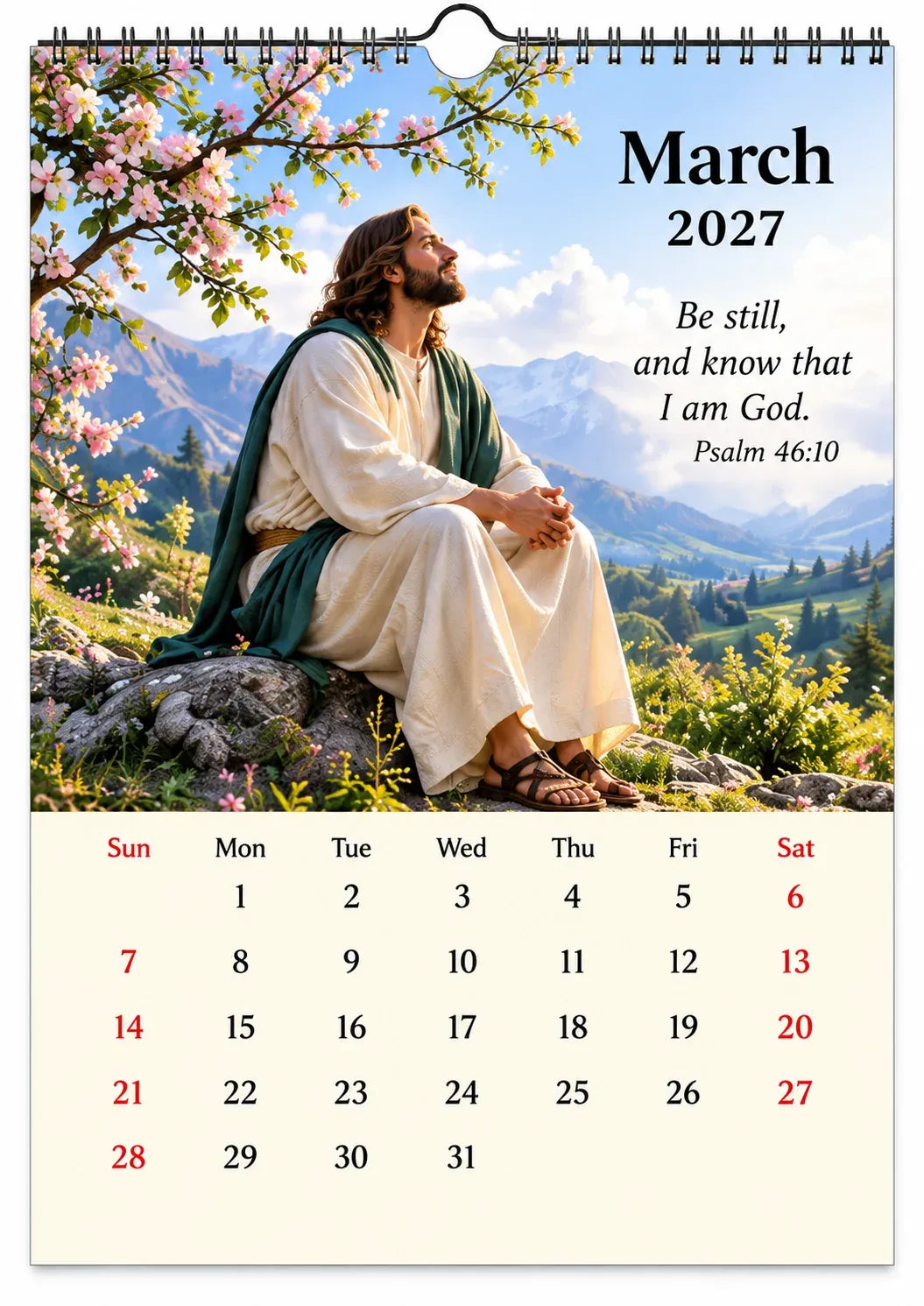 ✝️ 2027 Seasons of Faith Wall Calendar | 12 Months of Christian-Inspired Artwork, Peaceful Countryside Scenes & Shepherd Imagery