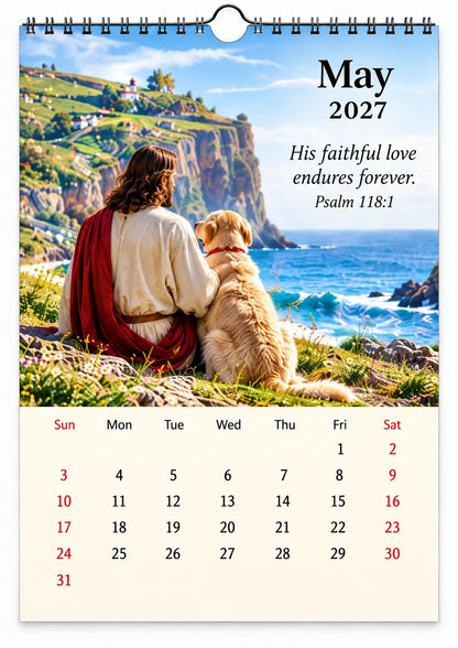 ✝️ 2027 Seasons of Faith Wall Calendar | 12 Months of Christian-Inspired Artwork, Peaceful Countryside Scenes & Shepherd Imagery