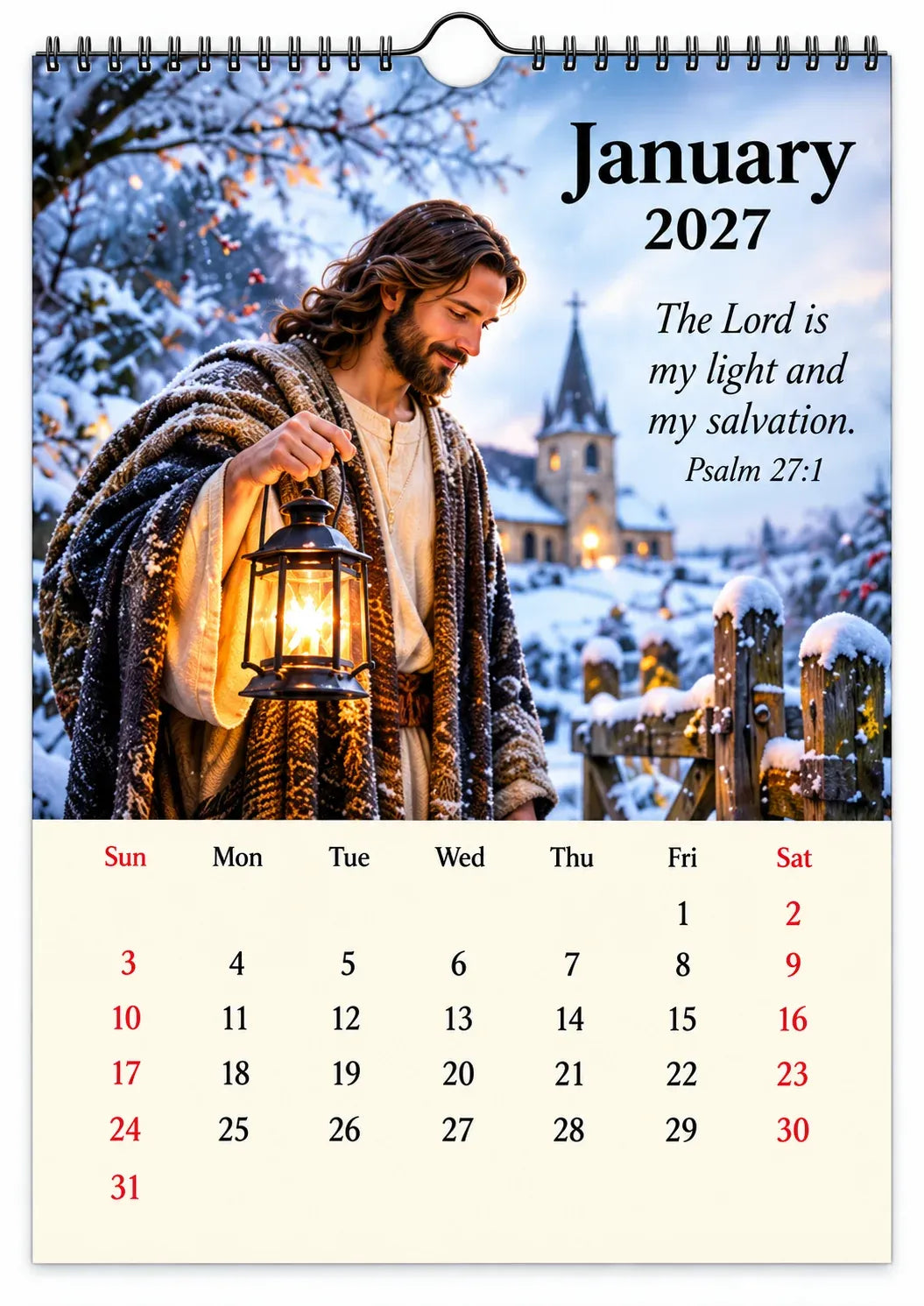 ✝️ 2027 Seasons of Faith Wall Calendar | 12 Months of Christian-Inspired Artwork, Peaceful Countryside Scenes & Shepherd Imagery