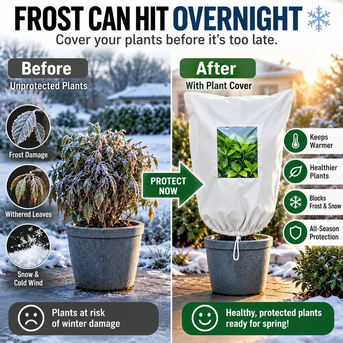 🔥Last Day 60% OFF🌿 WINTER GARDEN ESSENTIAL | Plant Frost Protection Cover – Breathable Reusable Cover for Shrubs, Pots & Young Trees