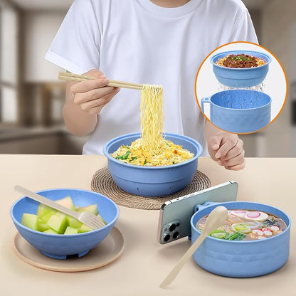 New Microwave Ramen Bowl with Strainer Ramen Bowl Set with Lid🍜