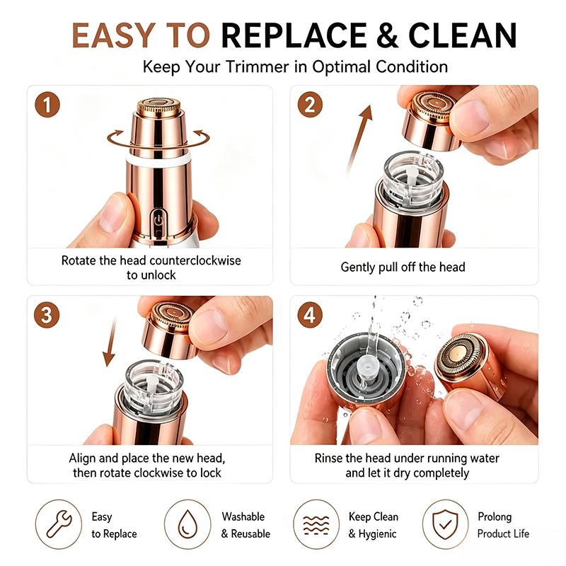 2 in 1 facial & eyebrow hair trimmer for Women,Portable Rechargeable Shaver