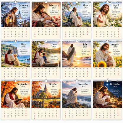 ✝️ 2027 Seasons of Faith Wall Calendar | 12 Months of Christian-Inspired Artwork, Peaceful Countryside Scenes & Shepherd Imagery