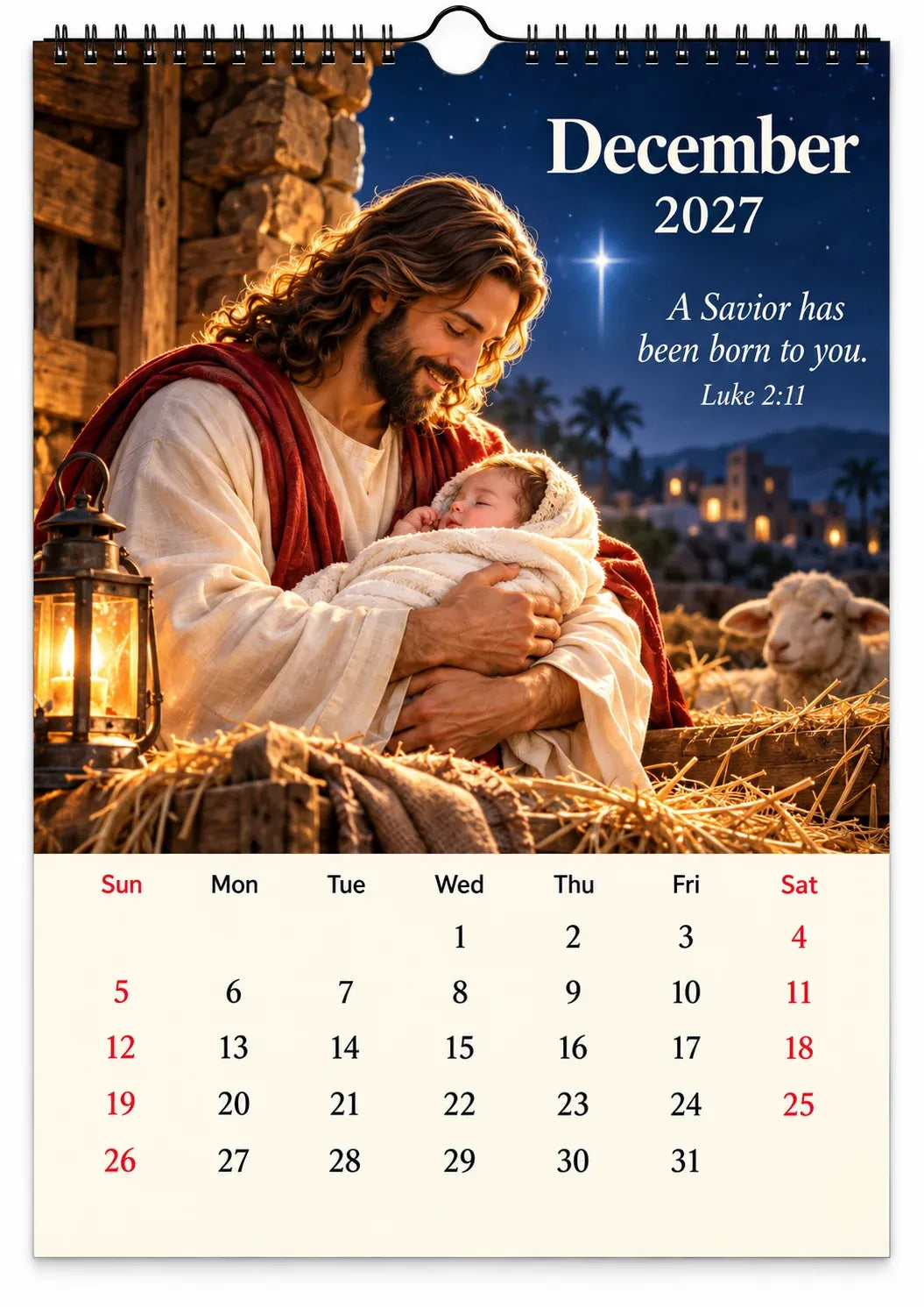 ✝️ 2027 Seasons of Faith Wall Calendar | 12 Months of Christian-Inspired Artwork, Peaceful Countryside Scenes & Shepherd Imagery