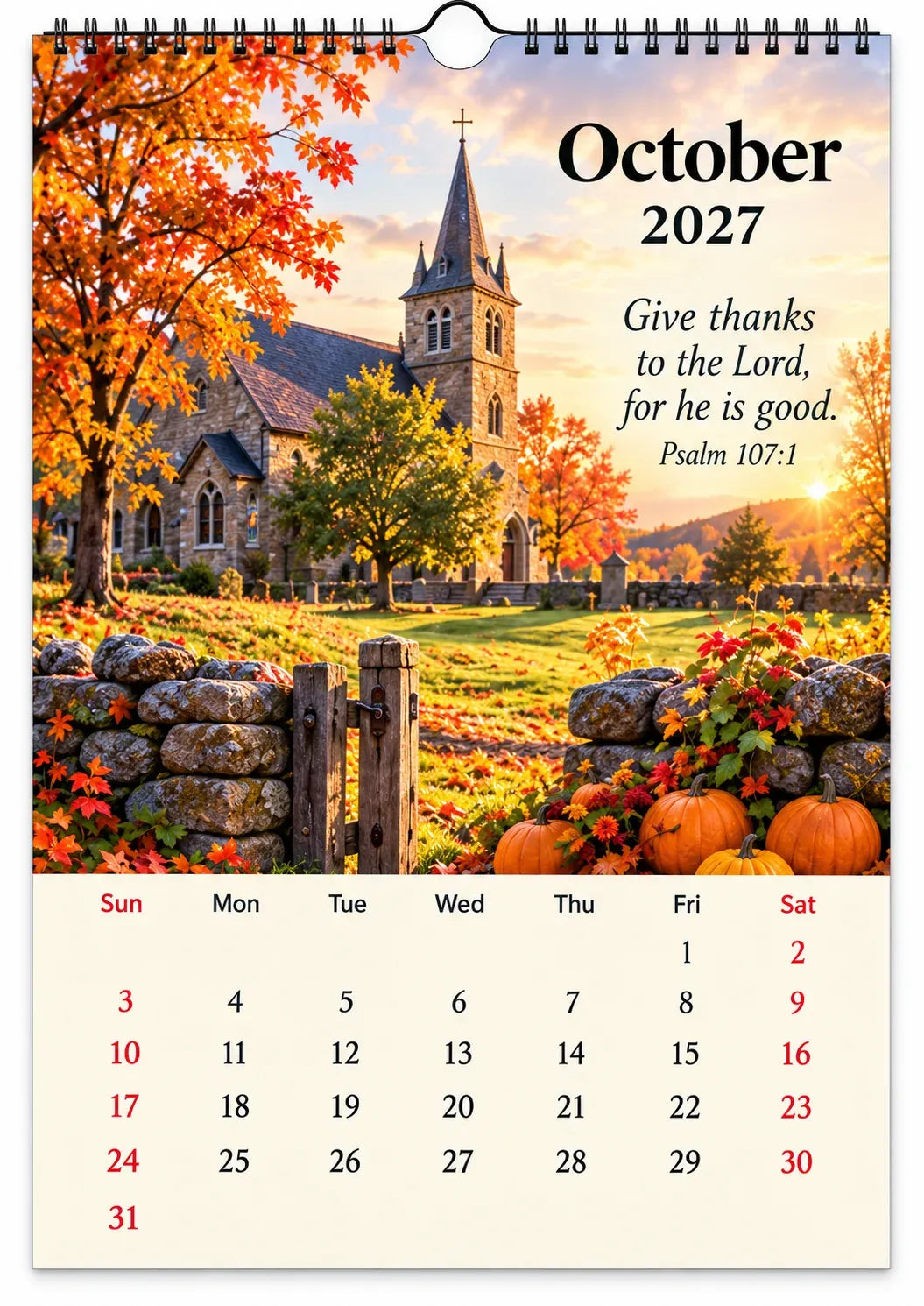 ✝️ 2027 Seasons of Faith Wall Calendar | 12 Months of Christian-Inspired Artwork, Peaceful Countryside Scenes & Shepherd Imagery