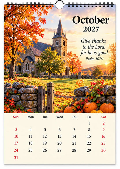 ✝️ 2027 Seasons of Faith Wall Calendar | 12 Months of Christian-Inspired Artwork, Peaceful Countryside Scenes & Shepherd Imagery