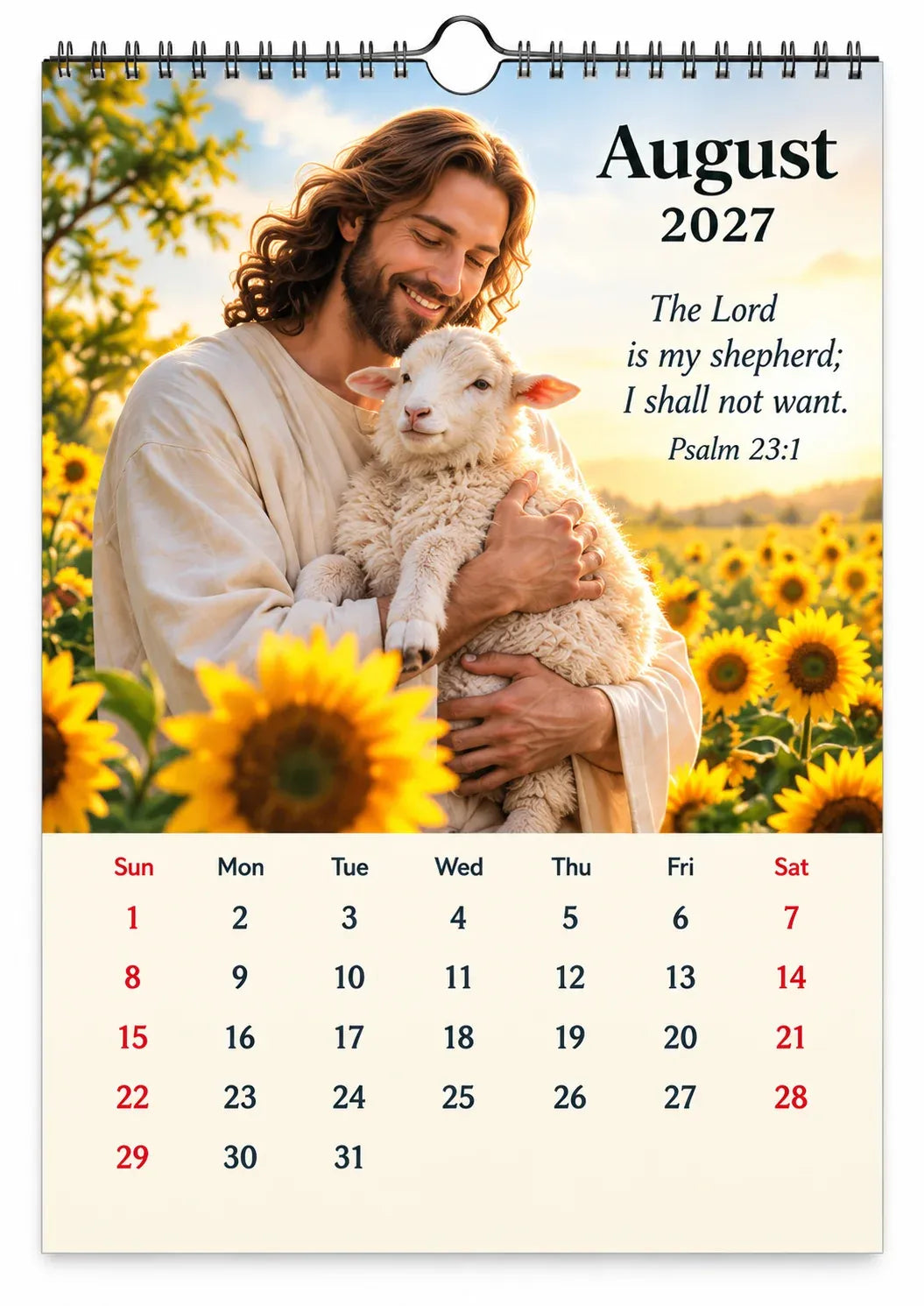 ✝️ 2027 Seasons of Faith Wall Calendar | 12 Months of Christian-Inspired Artwork, Peaceful Countryside Scenes & Shepherd Imagery
