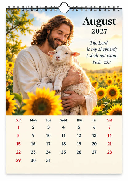 ✝️ 2027 Seasons of Faith Wall Calendar | 12 Months of Christian-Inspired Artwork, Peaceful Countryside Scenes & Shepherd Imagery