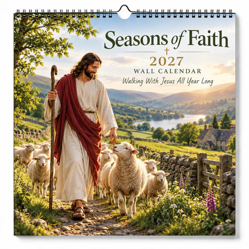 ✝️ 2027 Seasons of Faith Wall Calendar | 12 Months of Christian-Inspired Artwork, Peaceful Countryside Scenes & Shepherd Imagery